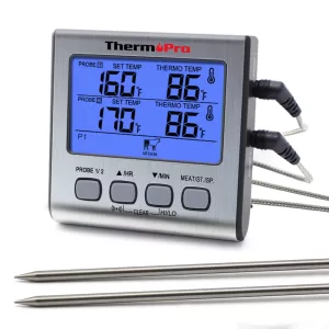 ThermoPro TP17 Dual Probes Digital Outdoor Meat Thermometer Cooking BBQ Oven Thermometer with Big LCD Screen For Kitchen