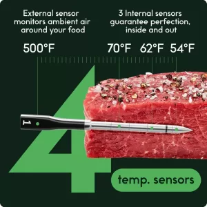 Best - Sense Smart Wireless Meat Thermometer with Ultra-Thin Probe, Unlimited Range Bluetooth Meat Thermometer,