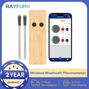 RAYFURN Wireless Meat Thermometer Digital Bluetooth Probe Rechargeable Accurate Food & Meat Temperature Measurement