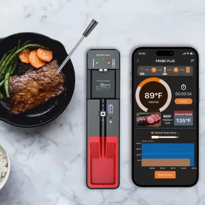 Smart Meat Thermometer Wireless Meat Thermometer Bluetooth-Compatible Barbecue Thermometer Standalone Base for Smoker Rotisserie