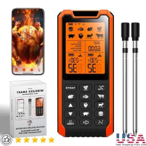 Smart Bluetooth Meat Thermometer Long Range Wireless Dual Probes Digital Cooking Thermometer Food Grill Oven BBQ with
