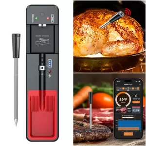 Wireless BT Meat Thermometer Ultra-Thin Probe Digital Food Thermometer with App Cooking Thermometer for BBQ Oven Grill
