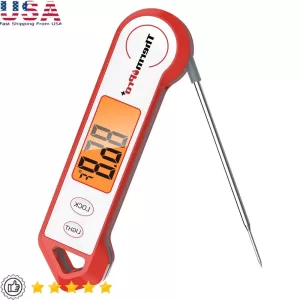 Waterproof Meat Thermometer Instant Read Digital Cooking BBQ Grill Thermometer Stainless Steel Probe Magnetic Folding Display