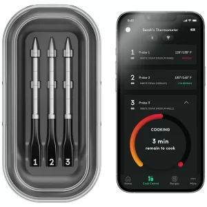 HOME.Sense Smart Wireless Meat Thermometer with 3 Ultra-Thin Probes, Unlimited Range Bluetooth Meat Thermometer