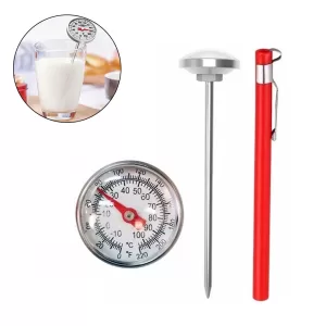 Food Thermometer 304 Stainless Steel 12.5cm High Accuracy 210°F 100°C Coffee Milk BBQ Meat Food Probe Clip-On Thermometer
