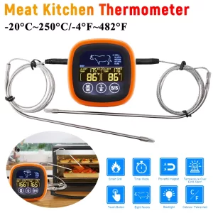 Digital Meat Kitchen Thermometer Timer Mode Waterproof Steak BBQ Timer Cooking Tools Kitchen Meat Probe Thermometer for Grilling