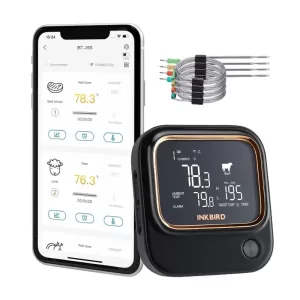IBT-26S Bluetooth Wi-Fi BBQ Thermometer, with 4 Food-Grade Probes, APP Control, USDA Meat Presets, Temperature Alarm and