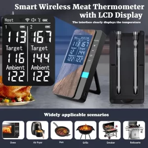 Wireless Meat Thermometer-Multi Sensors Digital Food Thermometer with Ultra-Thin Probes - Accuracy Bluetooth Meat