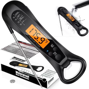 Instant Read Meat Thermometer for Cooking, Fast & Precise Digital Food Thermometer with Backlight, Magnet, Calibration,