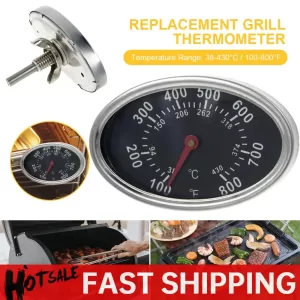 BBQ Grill Thermometer Accurate Grill Temperature Gauge Replacement Gas Grill Heat Indicator Easy-to-Read for All BBQ Gas Grills