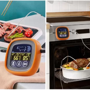 Digital Meat Kitchen Thermometer Touch Screen Waterproof Meat Temperature Thermometer Probe Timer Mode for Grilling BBQ Cooking