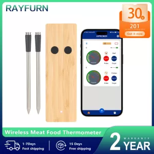 Wireless Bluetooth Smart Meat Thermometer Dual Probes, Rechargeable Digital Cooking Thermometer for BBQ Grill Smoker Kitchen