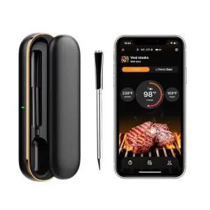 Meat Thermometer Wireless, Smart Bluetooth Meat Thermometer, IP67 Waterproof Wireless Meat Probe with Rechargeable Box f