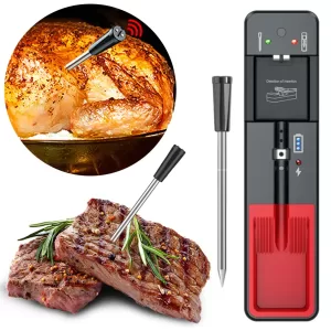 Wireless BT Meat Thermometer Ultra-Thin Probe Digital Food Thermometer with App Digital Meat Thermometer for BBQ Oven Grill