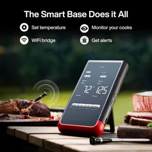 Great Discounts.Wireless Smart Bluetooth Meat Thermometer: Standalone Base, WiFi Unlimited Range,6 Sensors with NIST Certified A