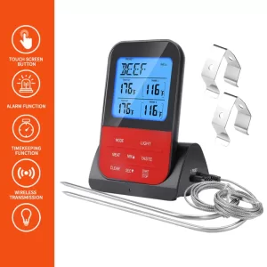 Dual Wireless Food Thermometer with Probe, Digital Meat Thermometers for Cooking, Waterproof Thermometer