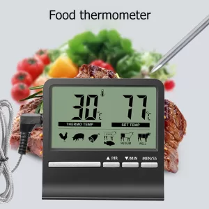 Digital Kitchen Food Thermometer Probe Meat Cooking Alarm Timer Measuring Tools