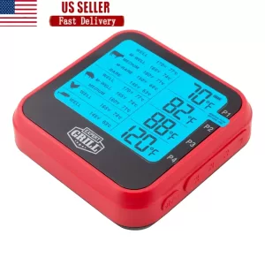 ABS LCD Cooking Thermometer with 4 Probes Measures -20°F to 572°F Waterproof Stainless Steel Ideal Meat Grill Smoker Cooking