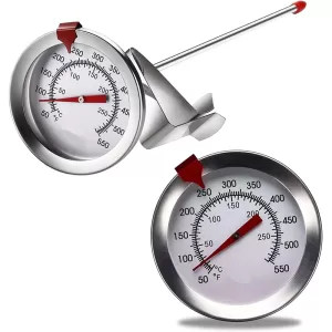 LMETJMA 20 30 40cm Deep Fry Thermometer with Instant Read Dial Thermometer Stainless Steel Stem Meat Cooking Thermometer JT-123