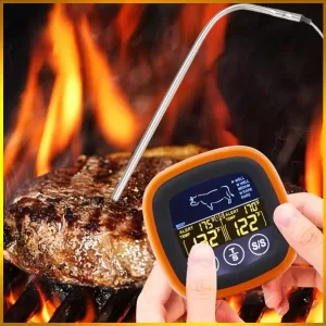 Digital Meat Kitchen Thermometer Touch Screen Waterproof Kitchen Meat Probe Thermometer with 2 Probes for Grilling BBQ Cooking