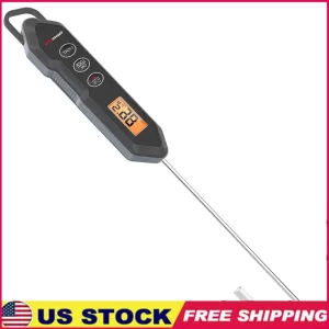 Waterproof Digital Meat Thermometer Instant Read Stainless Steel Probe with Calibration Lock Function Compact Kitchen Tool
