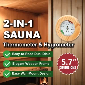 Sauna Thermometer 2 in 1 Wooden Sauna Hygrothermograph Sauna Accessories Indoor Humidity Temperature Measure Tester Meter