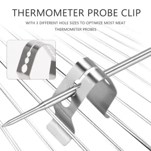 A48I Universal A Style Meat Thermometer Probe Clip Holder Ambient Temperature Readings BBQ Smoker Oven Grill,Set of 2