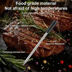 Wireless BT Meat Thermometer Ultra-Thin Probe Digital Food Thermometer with App Cooking Thermometer for BBQ Oven Grill
